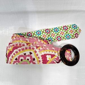 Vera Bradley Capri Melon Fabric Belt With Tortoise Round Buckle